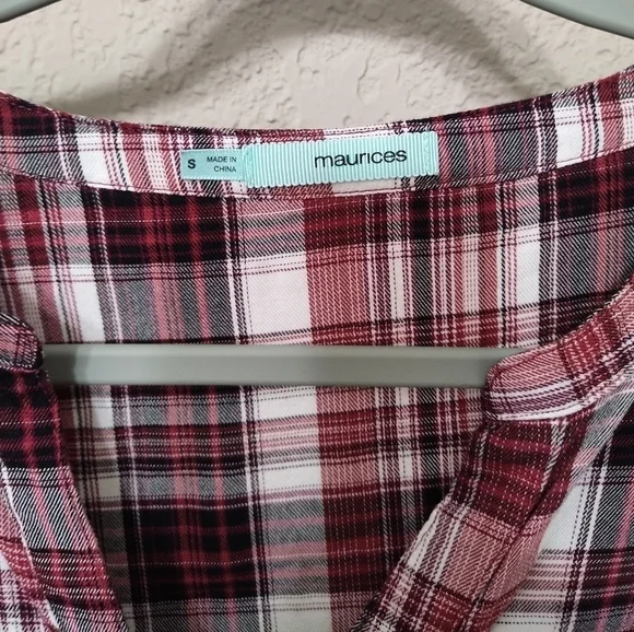Maurice Plaid Peplum Shirt / Small - Picture 2 of 9